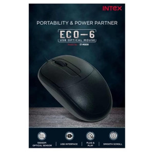Intex ECO-6 Wired USB Optical Mouse Wired Optical Mouse  (USB 2.0, Black)